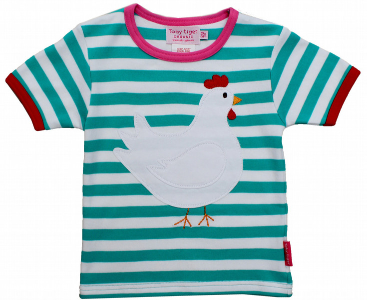 Toby Tiger Organic Cotton Chicken Applique Short Sleeve T-Shirt