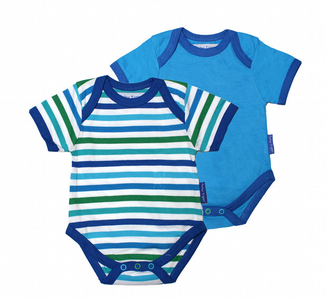 Toby Tiger Organic Cotton White & Blue Multi Stripe Baby T-shirt Pack