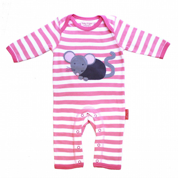 Toby Tiger Organic Cotton Mouse Applique Sleepsuit