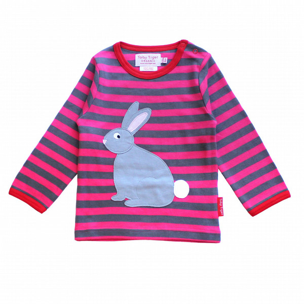 Toby Tiger Organic Cotton Rabbit Applique Long Sleeve T-Shirt