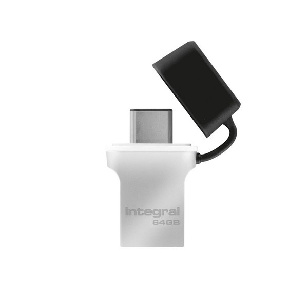 Integral FUSION 64ГБ USB 3.0 (3.1 Gen 1) Type-A/Type-C Черный, Cеребряный USB флеш накопитель
