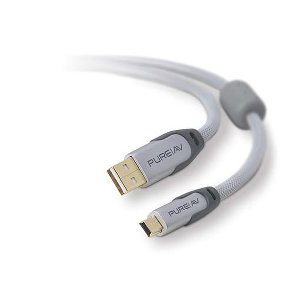 Belkin Digital Camera USB 2.0 Cable, Hi-Speed USB 2.0 Mini B 3.6 3.6м Cеребряный кабель USB