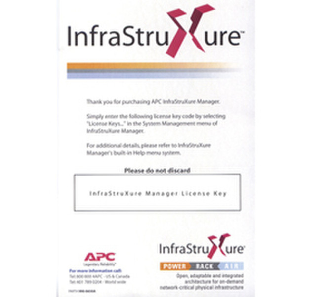 APC InfraStruXure Manager, 25 Node License Only