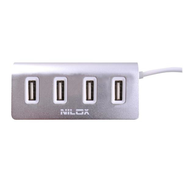 Nilox 10NXHU4402006 USB 2.0 480Мбит/с Серый хаб-разветвитель