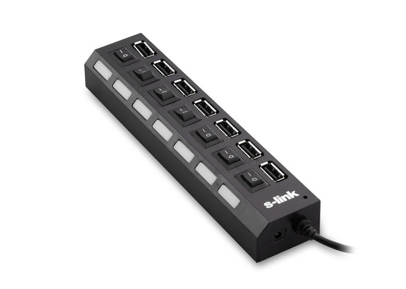S-Link SL-775 USB 2.0 480Мбит/с Черный хаб-разветвитель