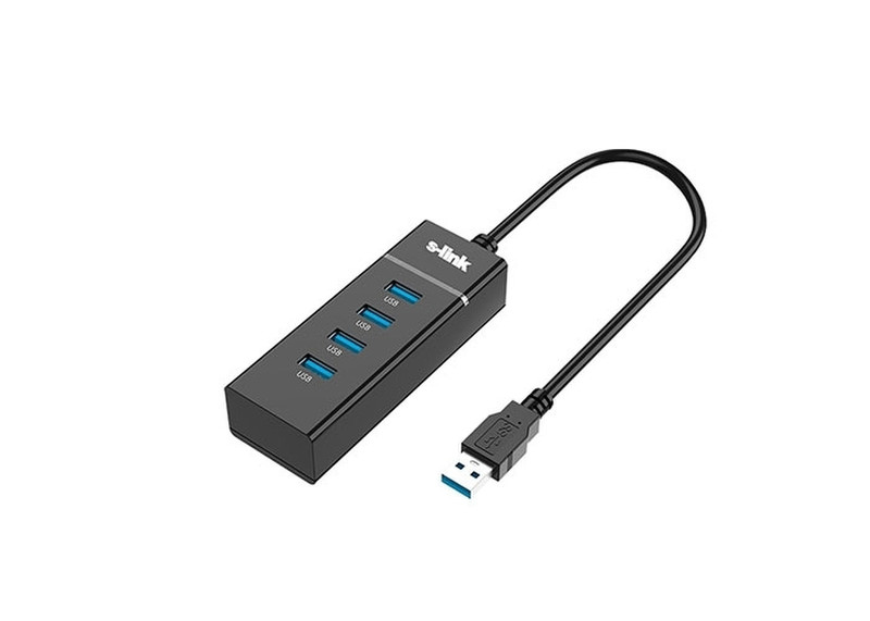 S-Link SL-U308 USB 3.0 (3.1 Gen 1) Type-A 5000Мбит/с Черный хаб-разветвитель