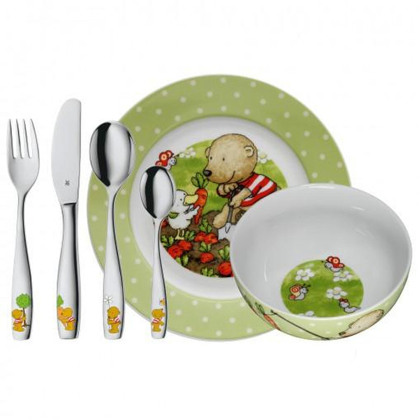 WMF 12.9630.9964 Toddler cutlery set Зеленый, Разноцветный, Нержавеющая сталь, Белый Фарфор, Нержавеющая сталь детский столовый прибор