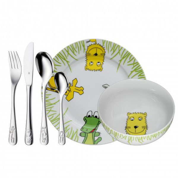 WMF 12.8002.9964 Toddler cutlery set Зеленый, Нержавеющая сталь, Белый Фарфор, Нержавеющая сталь детский столовый прибор