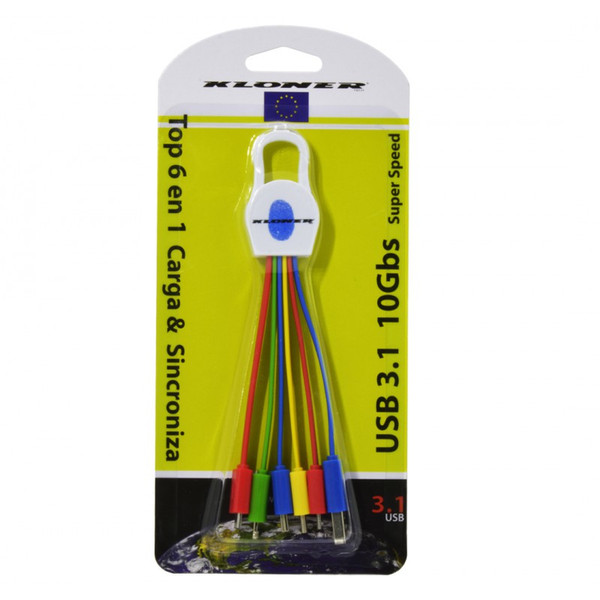 Kloner KC61 2x USB 3.1 (1xType C) Micro USB, Mini USB, Lightning Мульти кабельный разъем/переходник