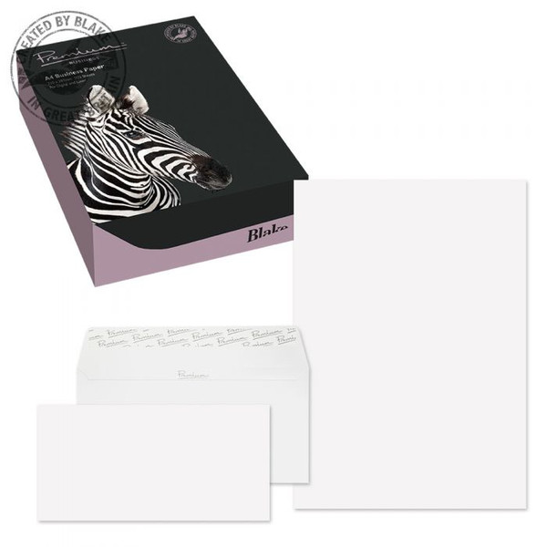 Blake Premium Business SOHO Ice White Wove 120gsm Paper A4 Pk250 and Envelopes DL Pk50