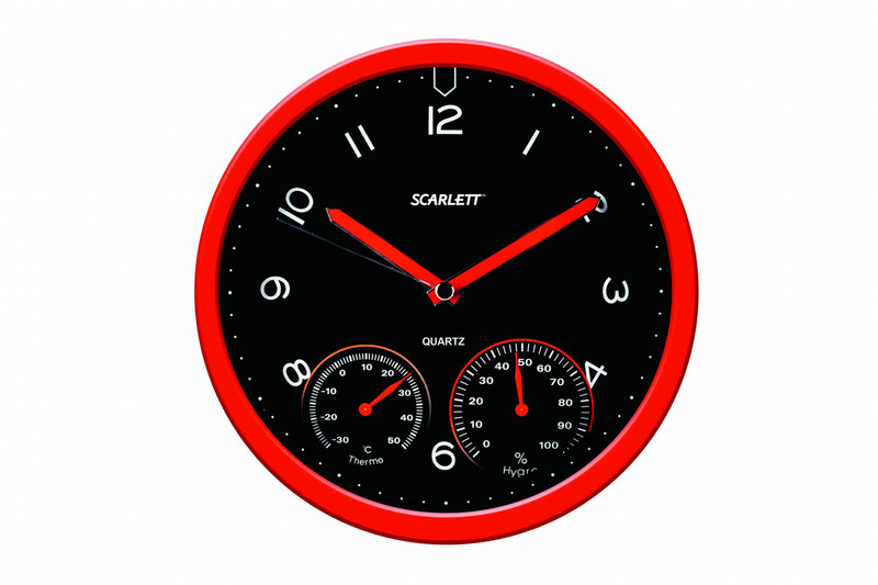 Scarlett SC-WC1011O Quartz wall clock Circle Black,Red wall clock