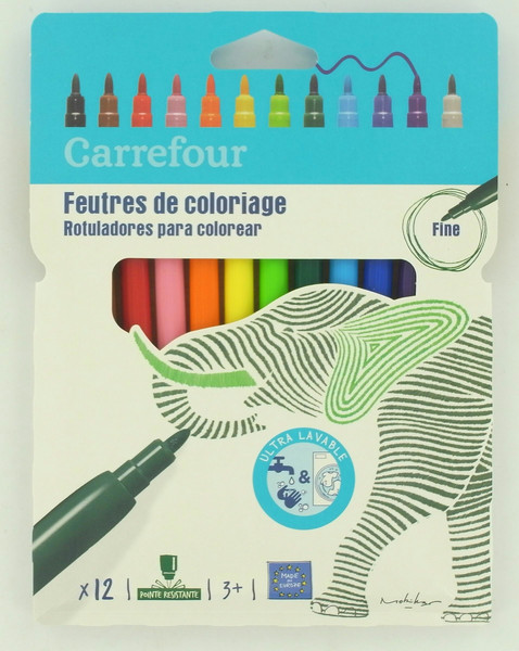 Carrefour 42749/22344R Fine Multicolour 12pc(s) felt pen