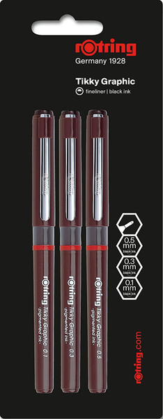 Rotring 1904780 Stick ballpoint pen Fine Black 3pc(s) ballpoint pen
