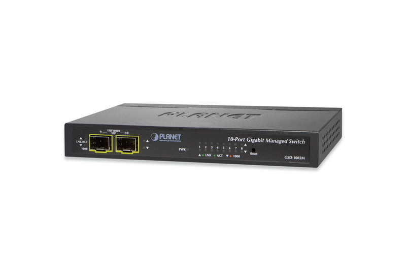 ASSMANN Electronic GSD-1002M Managed Gigabit Ethernet (10/100/1000) Power over Ethernet (PoE) Black network switch