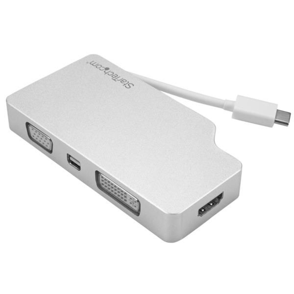 StarTech.com Aluminum Travel A/V Adapter: 4-in-1 USB-C to VGA, DVI, HDMI or mDP - 4K