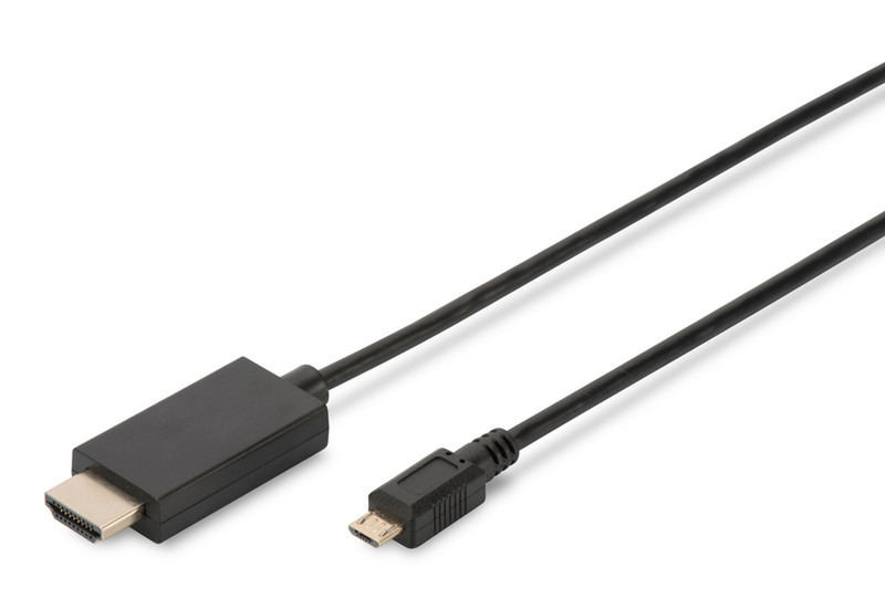 Ednet 1.5m, USB2.0 Micro-B/HDMI 1.5m HDMI Micro-USB B Black