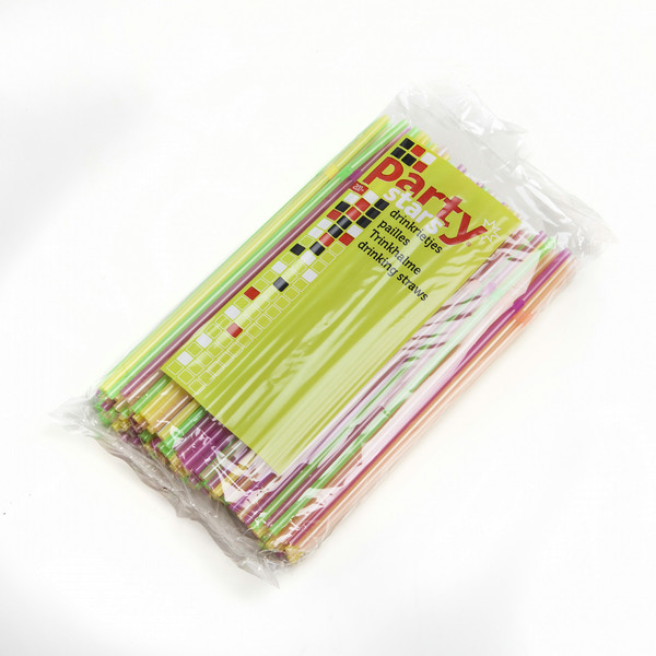 Party Stars 105328199 200pc(s) Fluorescent Multicolour disposable drinking straws