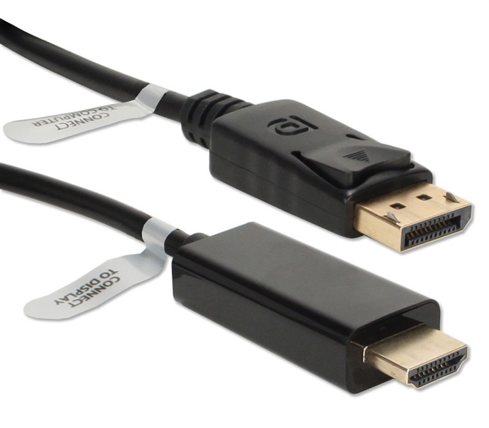 QVS 6ft, DisplayPort/HDMI 1.8м DisplayPort HDMI Черный
