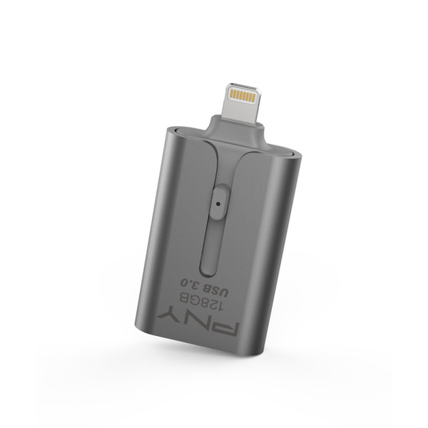 PNY Duo-Link 3.0 128ГБ USB 3.0 (3.1 Gen 1) Type-A Серый USB флеш накопитель