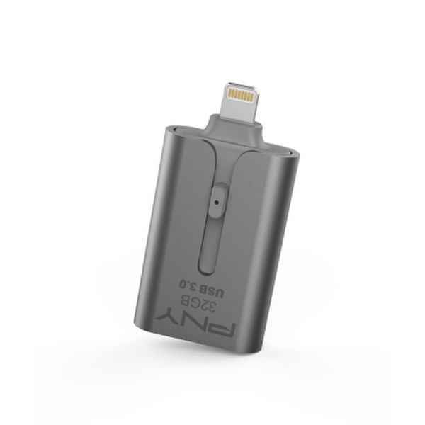 PNY Duo-Link 3.0 32ГБ USB 3.0 (3.1 Gen 1) Type-A Серый USB флеш накопитель
