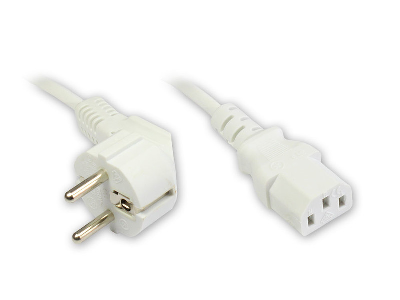 Alcasa Type F/C13, 1.8m 1.8m Power plug type F C13 coupler White power cable