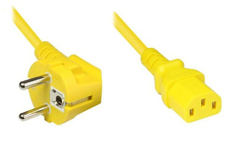 Alcasa 1500-18Y 1.8m Power plug type F C13 coupler Yellow power cable