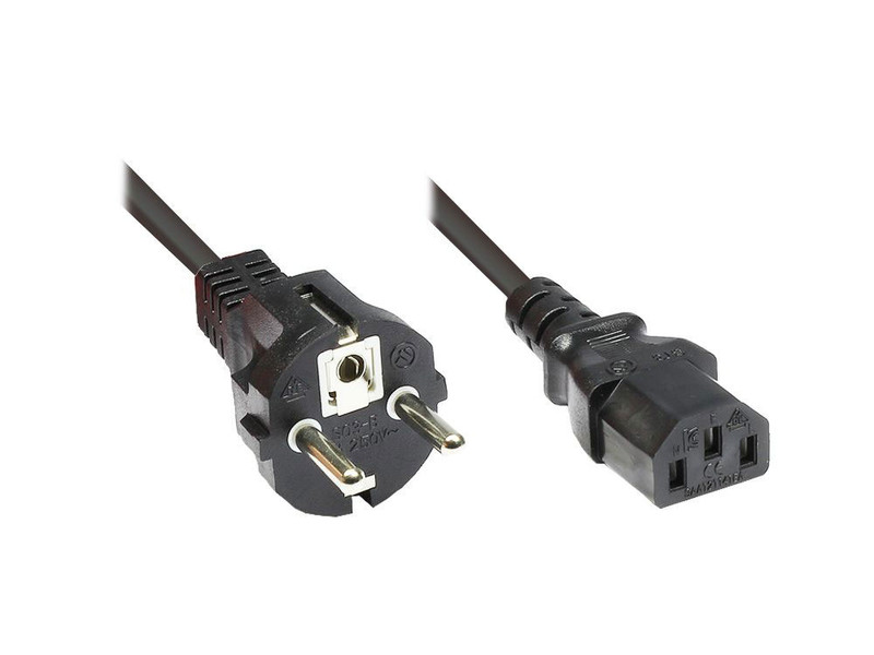 Alcasa Type F/C13, 2.5m 2.5м Power plug type F Разъем C13 Черный кабель питания