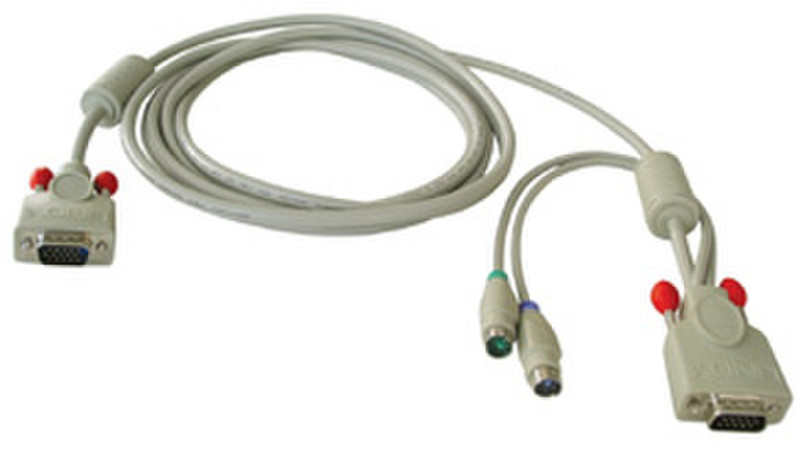 Lindy Combined KVM cable, 2m 2м Серый кабель клавиатуры / видео / мыши