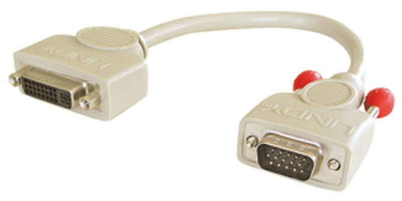 Lindy VGA to DVI Analogue Adapter Cable, 0.2m 0.2m DVI-I VGA (D-Sub) Grau