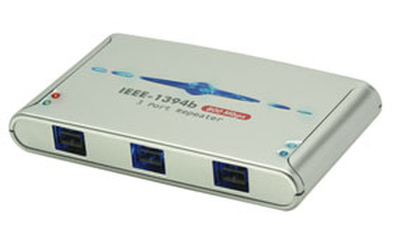 Lindy 3 Port FireWire 800 Repeater Hub Silber Schnittstellenhub