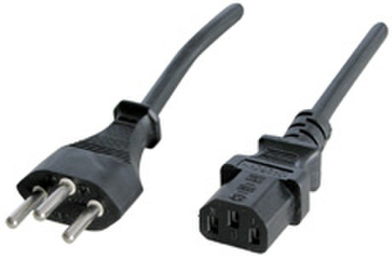 Lindy Swiss IEC Power Cable, 2m 2м Черный кабель питания