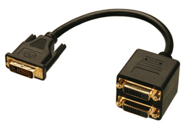Lindy DVI Splitter Cable 0.18м DVI-D DVI-D Черный DVI кабель