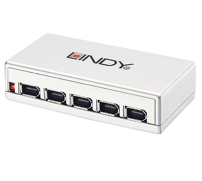 Lindy 6 Port FireWire Repeater Hub 400Мбит/с Белый хаб-разветвитель