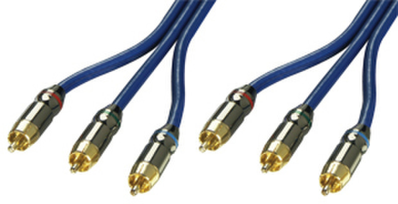 Lindy 0.5m Component Video Cable 0.5m 3 x RCA Blue component (YPbPr) video cable