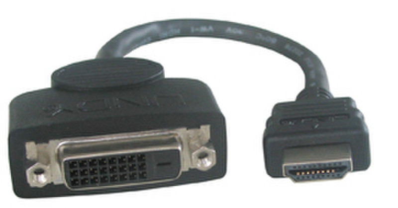 Lindy DVI-D FM/HDMI M Adapter Cable, 0.2m 0.2m DVI-D HDMI Schwarz