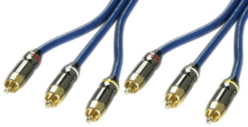 Lindy 3m AV Cable 3m 3 x RCA Blau Composite-Video-Kabel