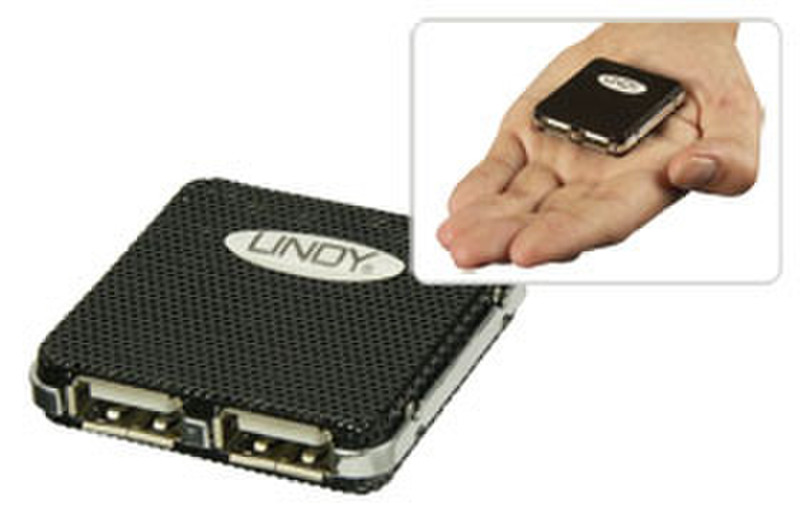 Lindy USB 2.0 Mini-Hub 480Мбит/с Черный хаб-разветвитель