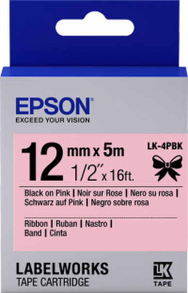 Epson LK-4PBK Black on pink label-making tape
