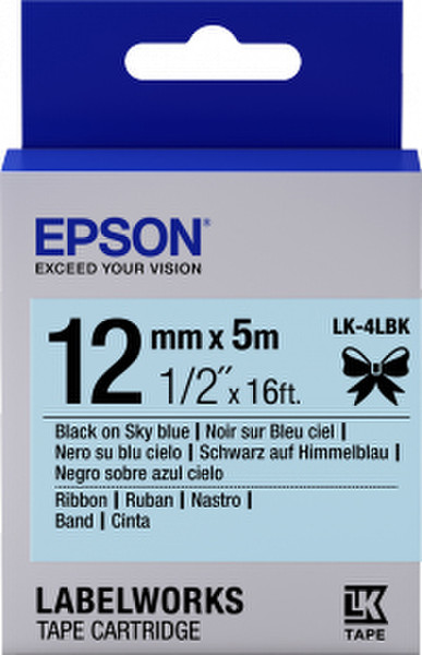 Epson LK-4LBK Black on blue label-making tape