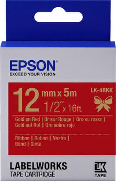 Epson LK-4RKK Gold on red label-making tape