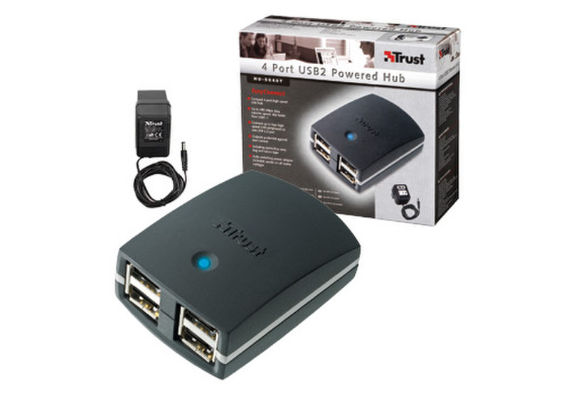 Trust 4 Port USB2 Powered Hub HU-5640T 480Мбит/с Черный хаб-разветвитель