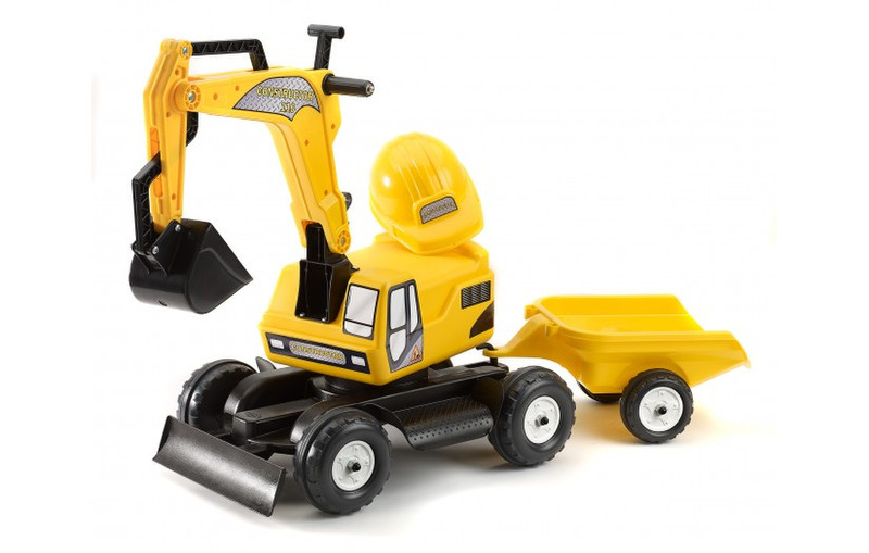 Falk Constructor Excavator + Trailer + Helmet Push Другая игрушка для езды Черный, Желтый
