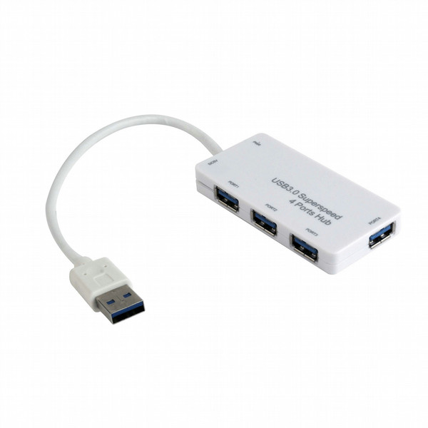 Gembird UHB-U3P4-01 USB 3.0 (3.1 Gen 1) Type-A 5000Мбит/с Белый хаб-разветвитель