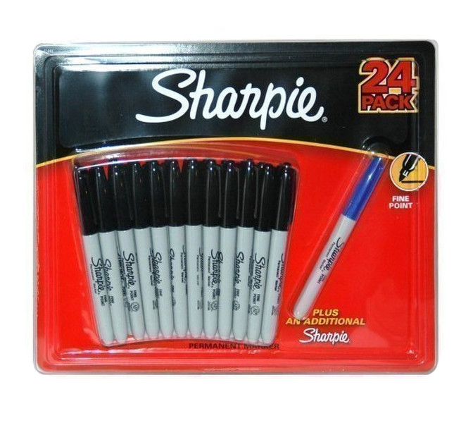 Sharpie 24 Piece Black Fine The Original Textas +1 Bonus Blue