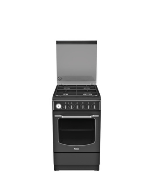 Hotpoint HT5GM4AF C (AN) EE Freistehend Gas hob A Schwarz, Silber Küchenherd