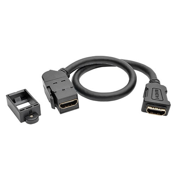 Tripp Lite High-Speed HDMI with Ethernet All-in-One Keystone/Panel Mount Coupler Cable (F/F), Angled Connector, 0.31 m (1-ft.)