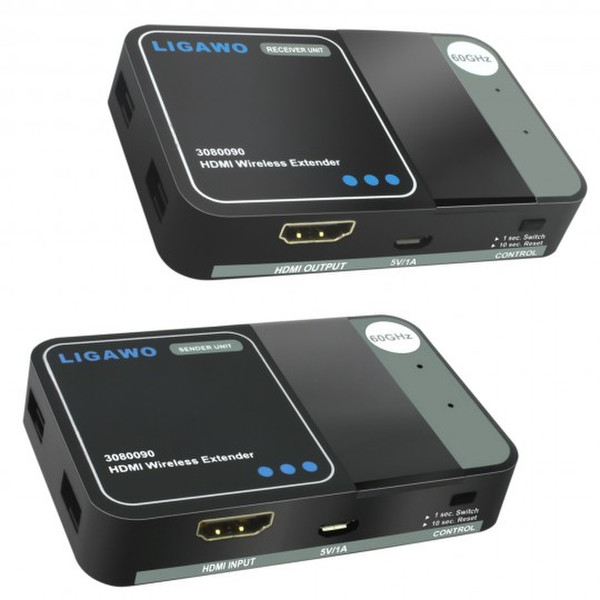 Ligawo 3080090 HDMI Wireless Extender AV transmitter & receiver Черный