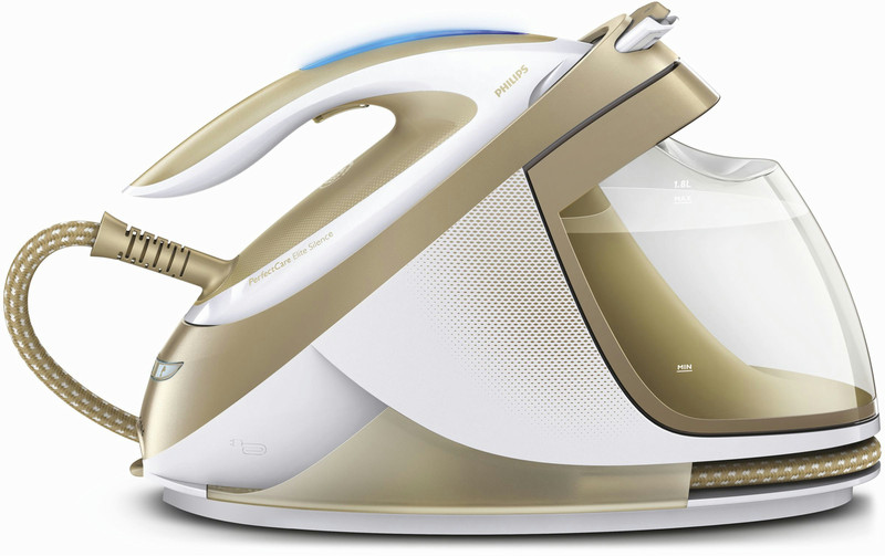 Philips PerfectCare Elite Silence GC9642/61 1.8L T-ionicGlide soleplate Gold,White steam ironing station