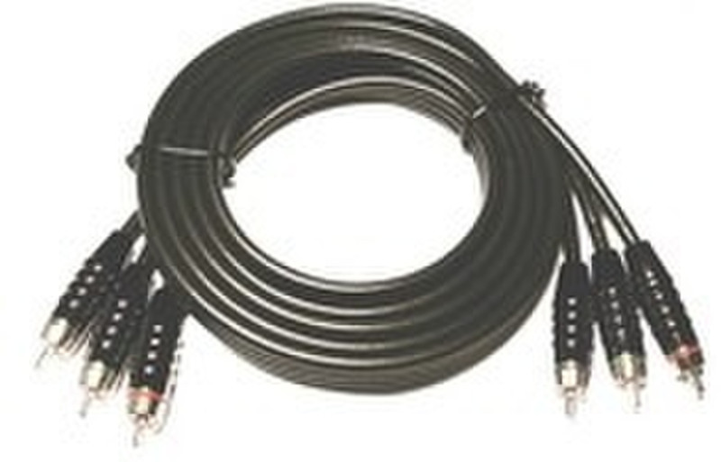 Microconnect 3XRCA - 3XRCA (10m) 10m 3 x RCA Schwarz Component (YPbPr)-Videokabel