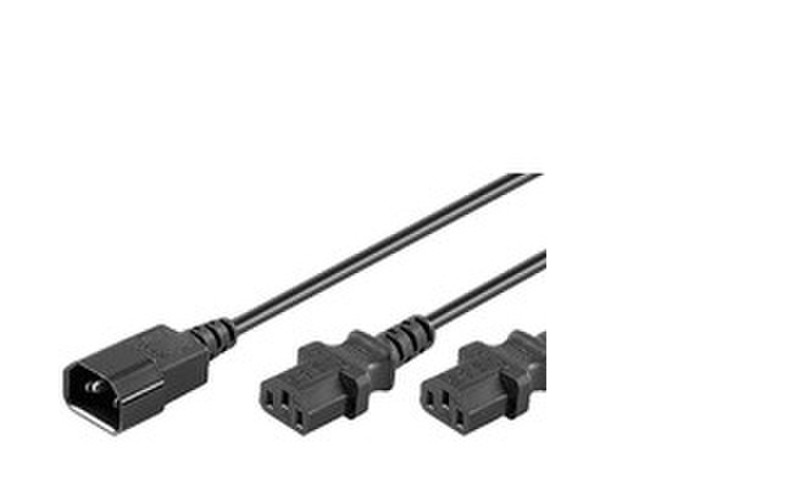 Microconnect PE061318 1.8м Разъем C14 2 x разъем C13 Черный кабель питания